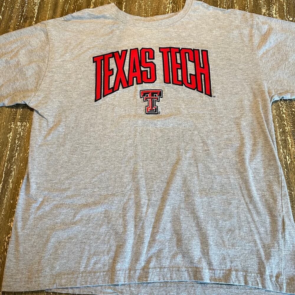 Champion Texas Tech Red Raiders Stitched Front Oversized Tee Gray Unisex Size XL